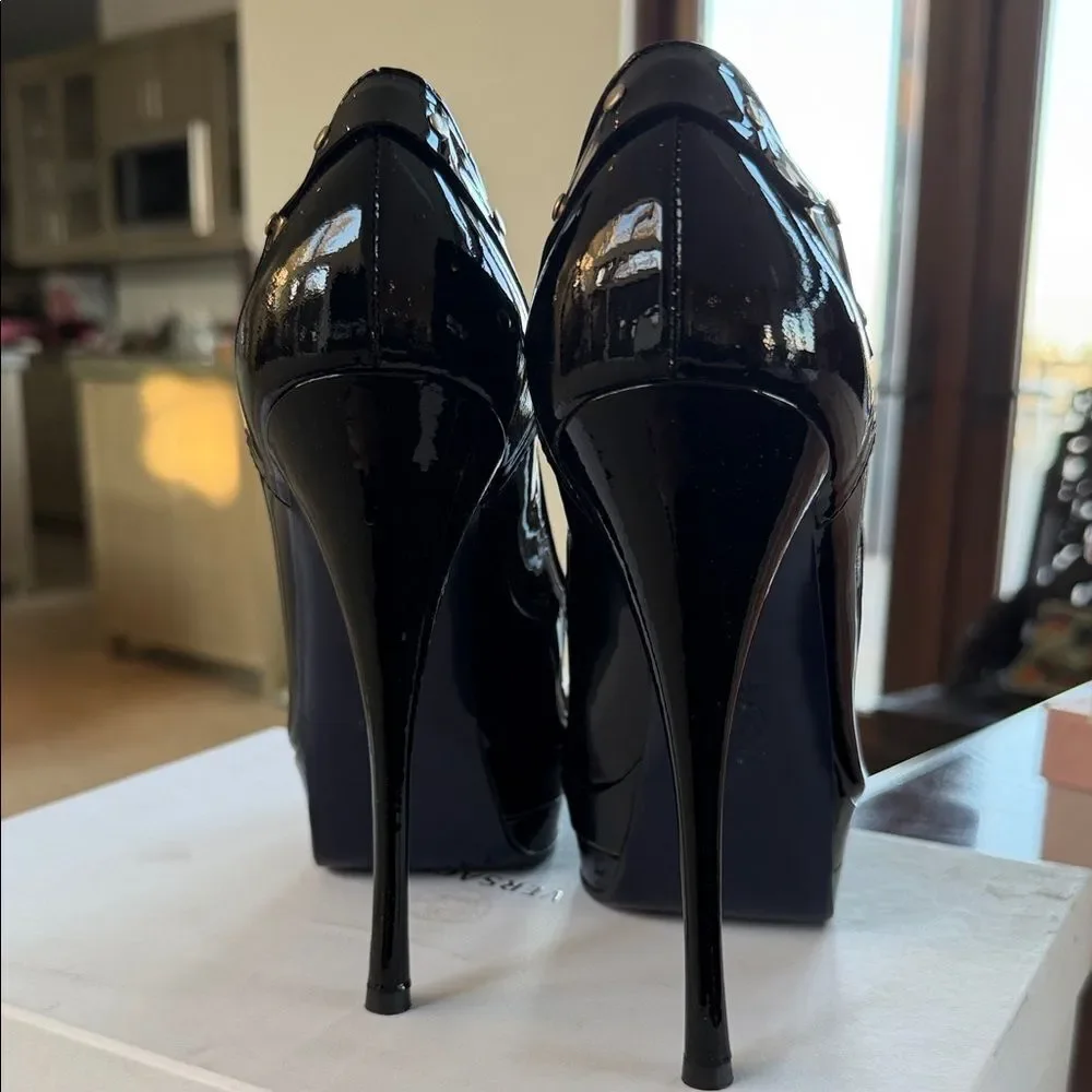 Versace Black Patent Leather High Heels 41